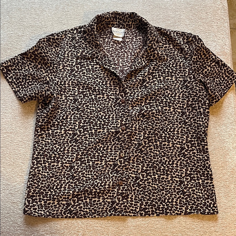 Leopard Print Women's Button Down Shirt